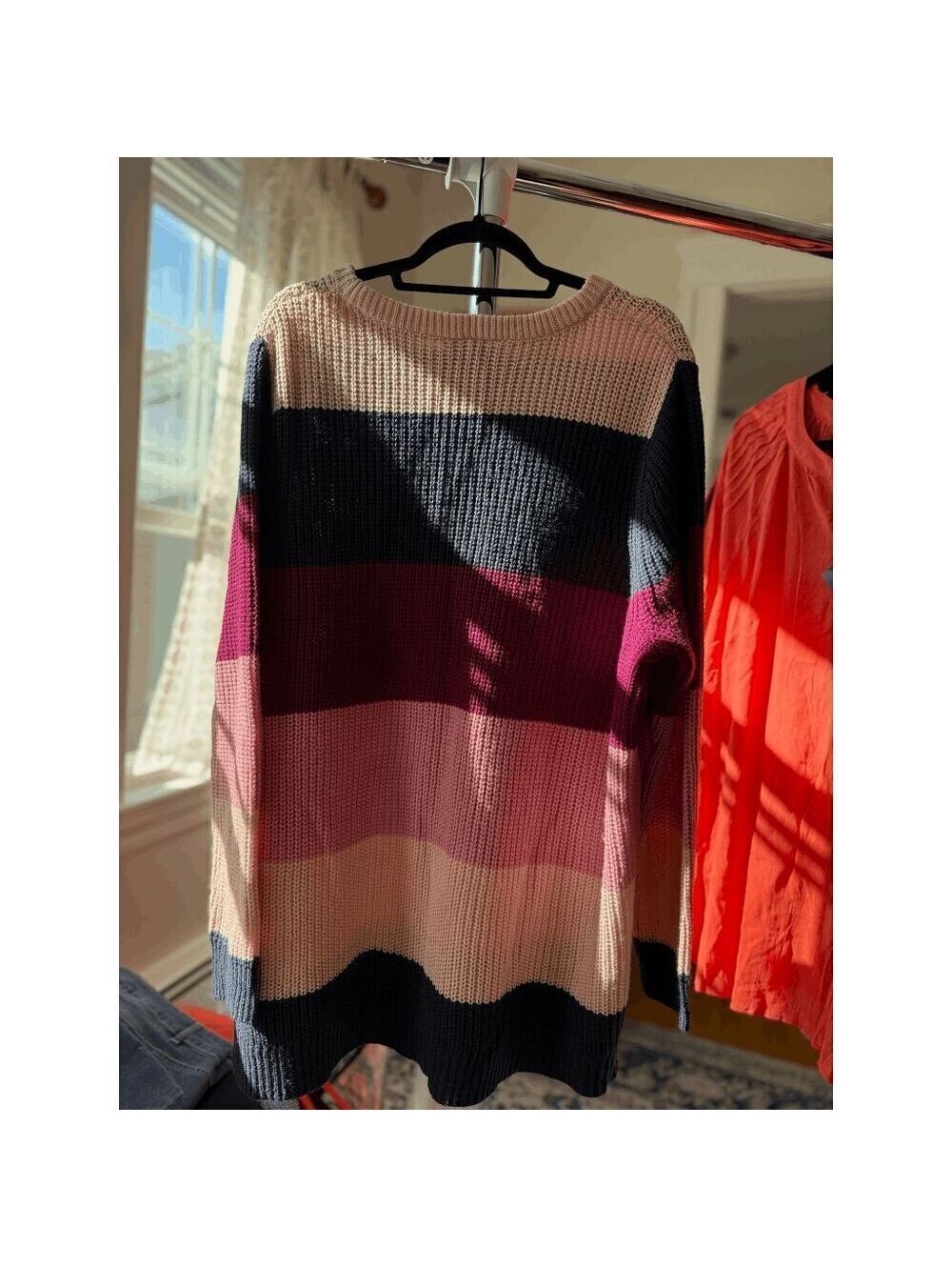Lane Bryant Pink Color Block Crew Neck Sweater Preppy Plus Size 22/24W